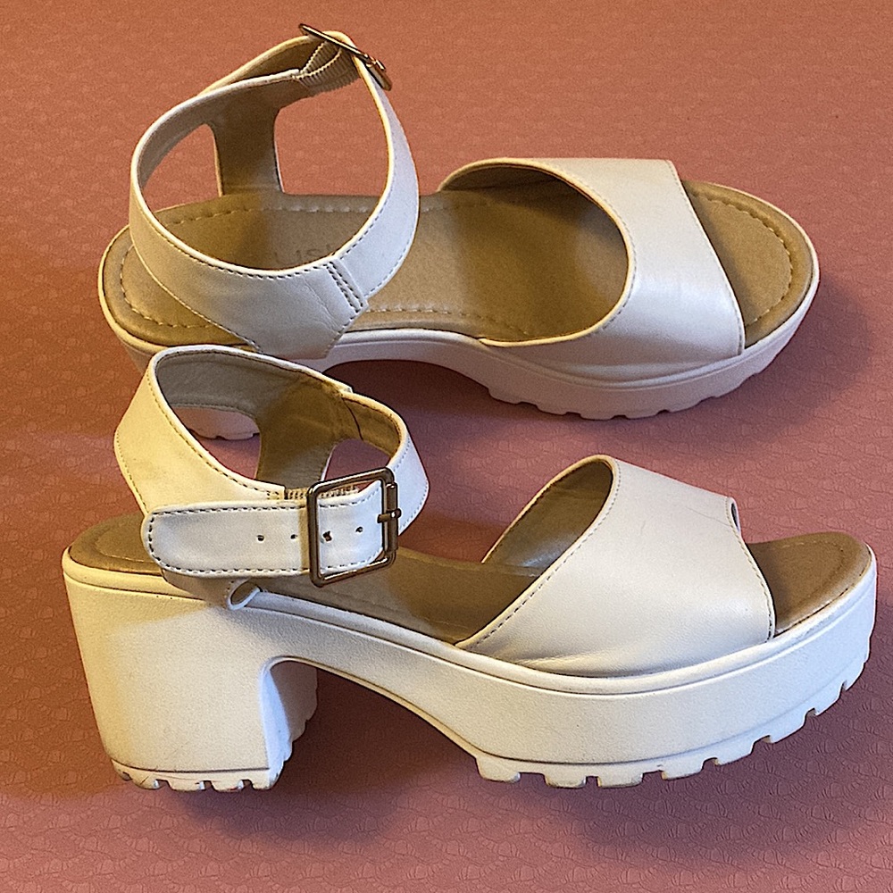White platform sandals
